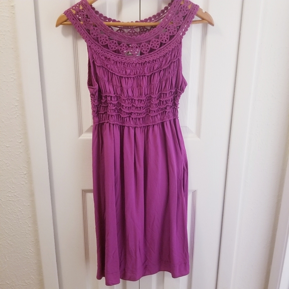Embroidered purple dress by MLLP Max Studios - Picture 1 of 7